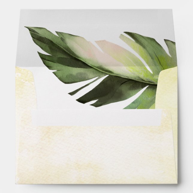 Palm Leaf Tropical Floral Elegant Envelope (Back (Bottom))