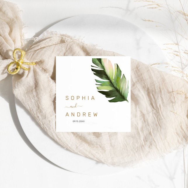 Palm Leaf Tropical Floral Wedding  Napkin (Creator Uploaded)