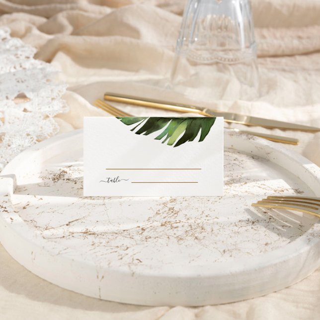 Palm Leaf Tropical Floral Wedding  Place Card (Creator Uploaded)