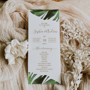 Palm Leaf Tropical Floral Wedding Programs Programme
