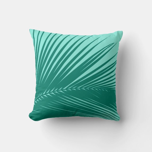 Palm leaf - Turquoise and aqua Cushion (Front)