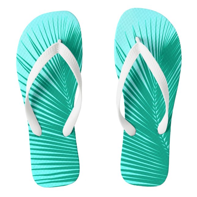 Palm leaf - Turquoise and aqua Jandals (Footbed)