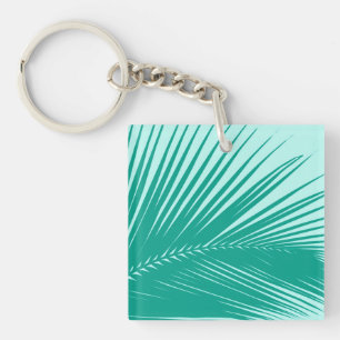 Palm leaf - Turquoise and aqua Key Ring