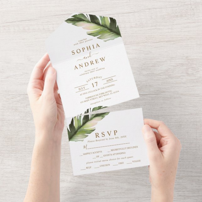 Palm Leaf  Wedding All in One All In One  All In One Invitation (Tearaway)