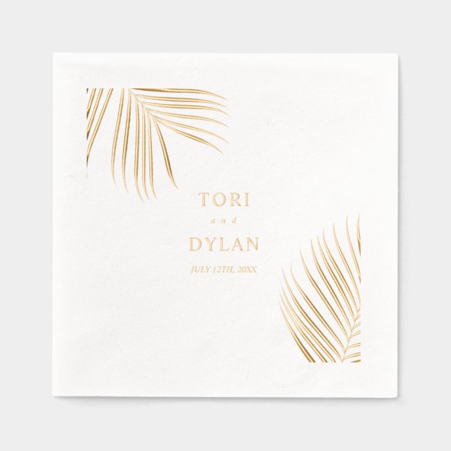 Palm Leaf Wedding Foil Napkins (Front)