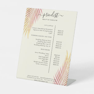 Palm Leafy Salon Price List  Pedestal Sign