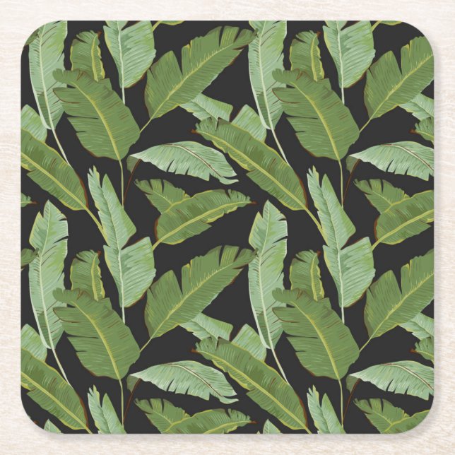 Palm Leaves 2 Square Paper Coaster (Front)