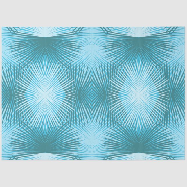 Palm Leaves Abstract Aqua Palm Decoupage Tissue Paper (Front)