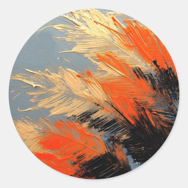 Palm Leaves – Abstract Tropical Motion Classic Round Sticker (Front)