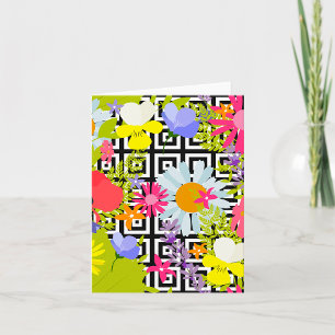 Palm Leaves And Flowers Card