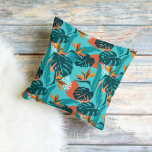 Palm leaves and hibiscus flower tropical pattern cushion<br><div class="desc">Colourful aesthetic modern tropical hibiscus flower,  palm leaves,  abstract organic shapes,  trendy seamless pattern.</div>