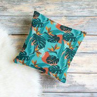 Palm leaves and hibiscus flower tropical pattern