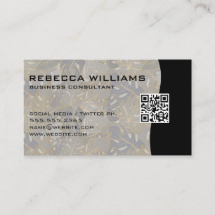Palm Leaves Background QR Code Business Card