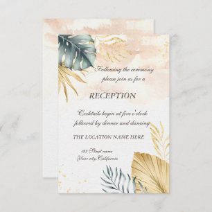 Palm Leaves Beach Wedding Reception Invitation