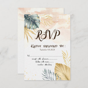 Palm Leaves Beach Wedding RSVP Invitation