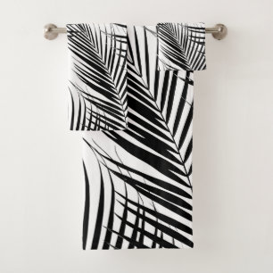 Palm Leaves - Black & White Cali Vibes #1 Bath Towel Set