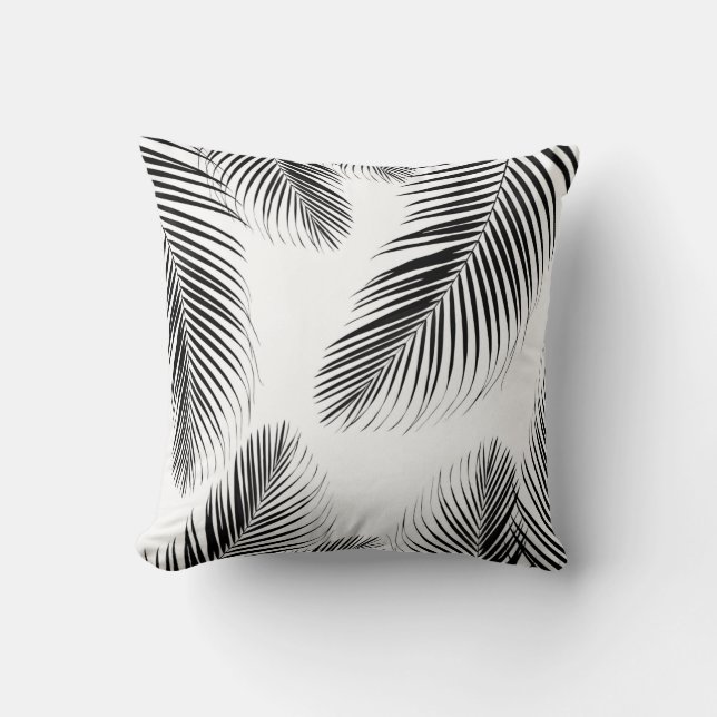 Palm Leaves - Black & White Cali Vibes #2 Cushion (Front)