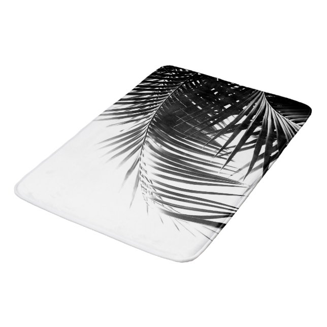 Palm Leaves Black & White Vibes #1 #tropical Bath Mat (Angled)