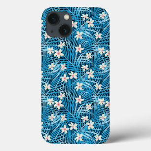 Palm Leaves Blue Pattern iPhone 13 Case