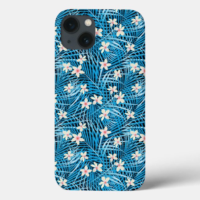 Palm Leaves Blue Pattern Case-Mate iPhone Case (Back)