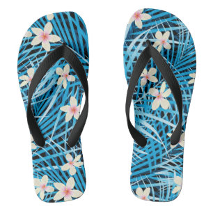 Palm Leaves Blue Pattern Jandals