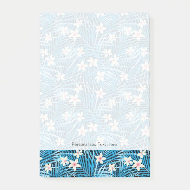 Palm Leaves Blue Pattern Post-it Notes (Front)