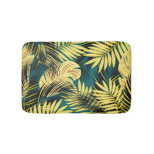 Palm Leaves: Dark Vintage Tropical Bath Mat