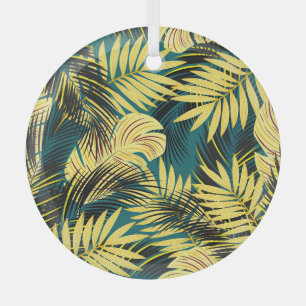 Palm Leaves: Dark Vintage Tropical Glass Tree Decoration