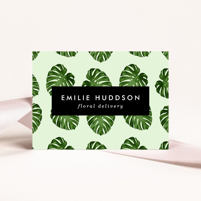 Palm Leaves, Green Leaves, Floristry, Flower Shop Business Card (Creator Uploaded)