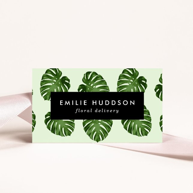 Palm Leaves, Green Leaves, Floristry, Flower Shop Business Card (Creator Uploaded)