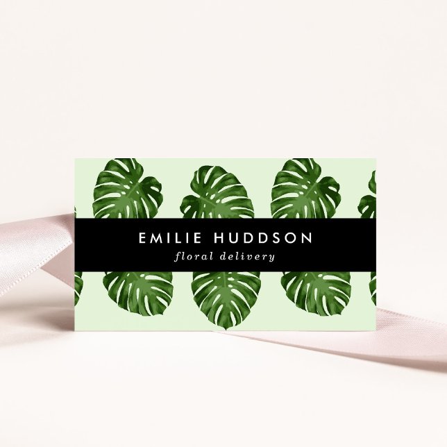 Palm Leaves, Green Leaves, Floristry, Flower Shop Business Card (Creator Uploaded)