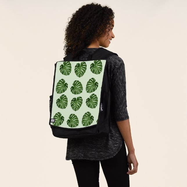 Palm Leaves, Green Leaves, Tropical Pattern Backpack (Worn)