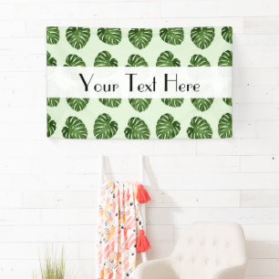 Palm Leaves, Green Leaves, Tropical Pattern Banner