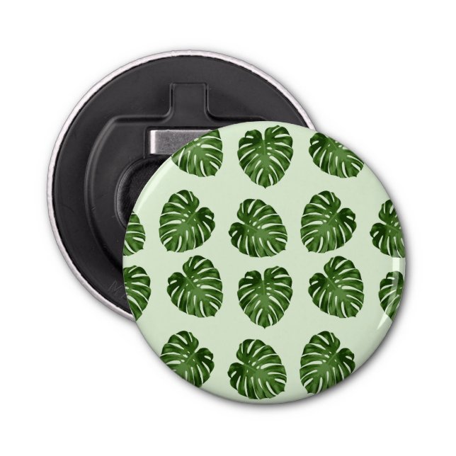 Palm Leaves, Green Leaves, Tropical Pattern Bottle Opener (Front)