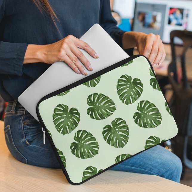 Palm Leaves, Green Leaves, Tropical Pattern Laptop Sleeve (Creator Uploaded)