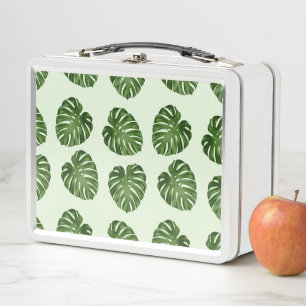 Palm Leaves, Green Leaves, Tropical Pattern Metal Lunch Box