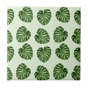 Palm Leaves, Green Leaves, Tropical Pattern Tile