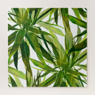Palm Leaves Hand Painted Pattern Jigsaw Puzzle
