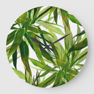 Palm Leaves Hand Painted Pattern Large Clock
