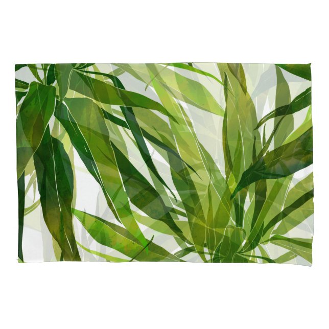 Palm Leaves Hand Painted Pattern Pillowcase (Front)