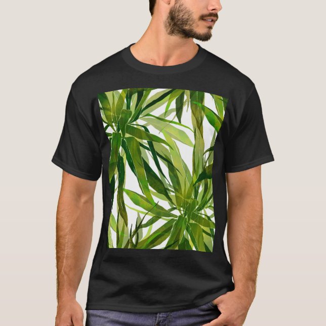 Palm Leaves Hand Painted Pattern T-Shirt (Front)