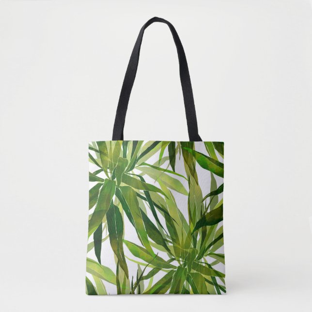 Palm Leaves Hand Painted Pattern Tote Bag (Front)