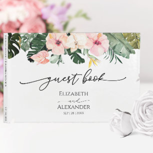 Palm Leaves Hibiscus Tropical Wedding Guest Book