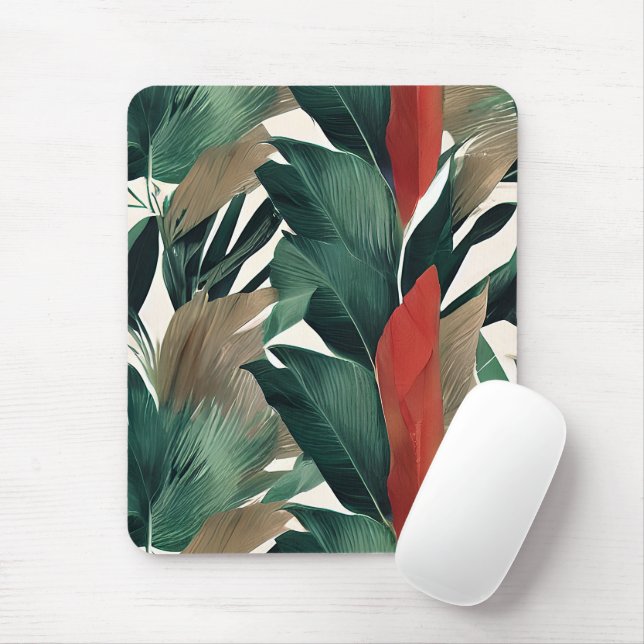 Palm leaves in muted tones  mouse pad (With Mouse)