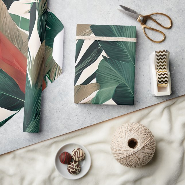 Palm leaves in muted tones  wrapping paper (Crafts)