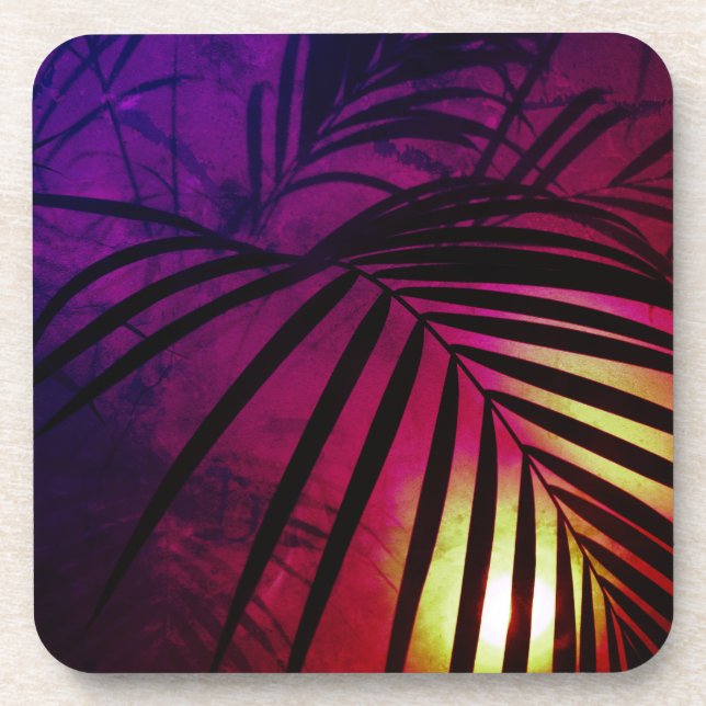 Palm leaves in the moonlight coasters (Front)