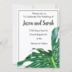 Palm leaves jungle forest foliage Wedding Invitation