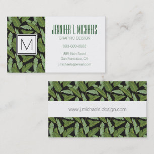 Palm Leaves Monogram Business Card