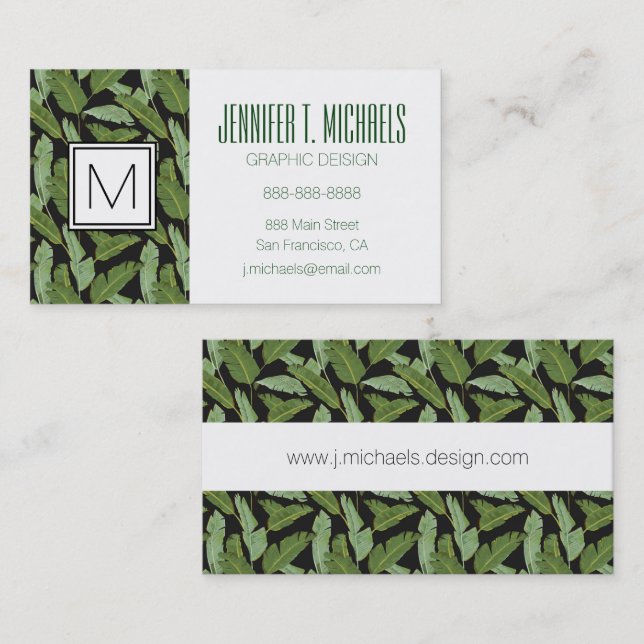 Palm Leaves | Monogram Business Card (Front/Back)