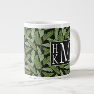 Palm Leaves Monogram Large Coffee Mug